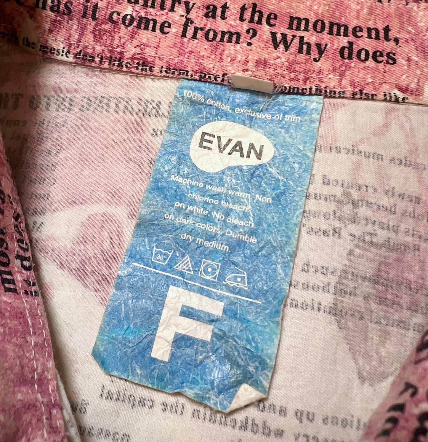 Vintage EVAN blood print house music button up shirt