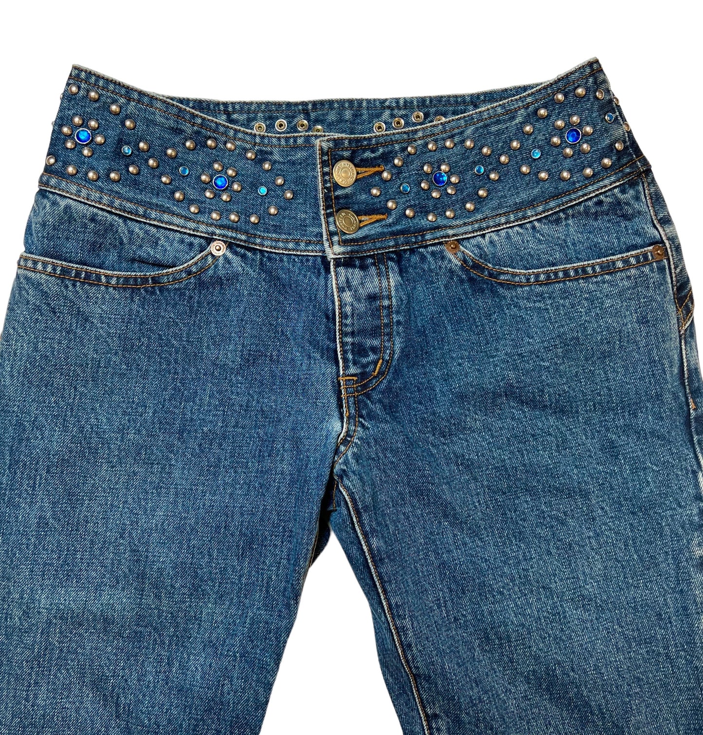 Hysteric Glamour western studded knee length denim shorts