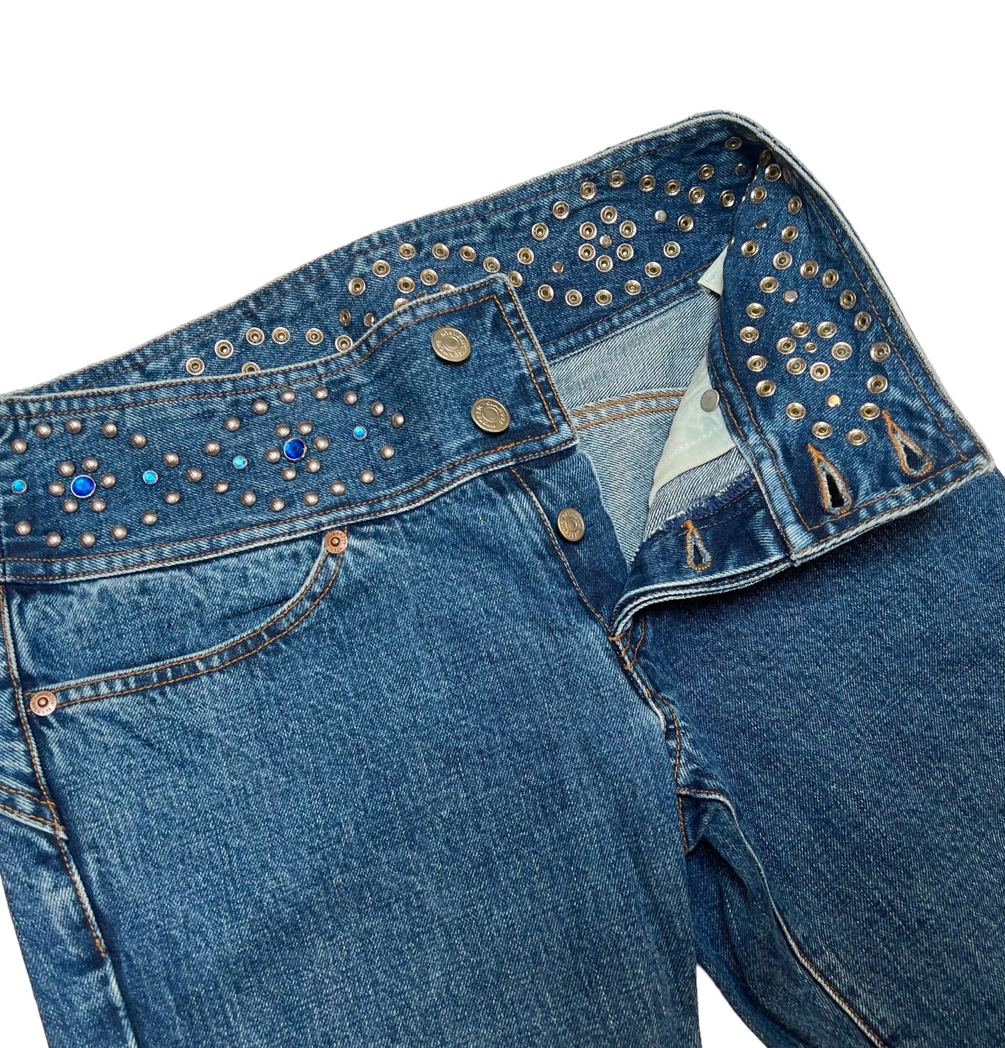 Hysteric Glamour western studded knee length denim shorts